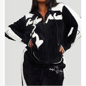 Baby Phat Black Velour Set with White Trim 1X